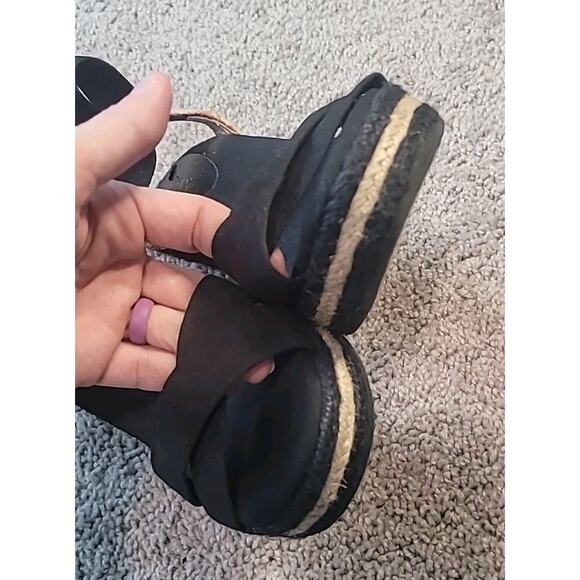 Lauren Ralph Lauren Elena Black Espadrille Wedge Sandal Women’s 8.5 GUC - Picture 5 of 10
